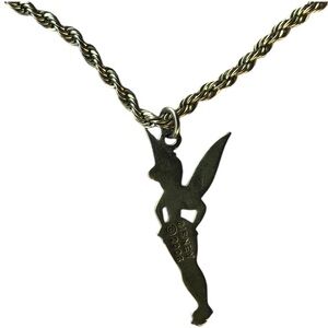 Vintage Gold tone Tinker Bell on a Thick Gold tone Rope Chain